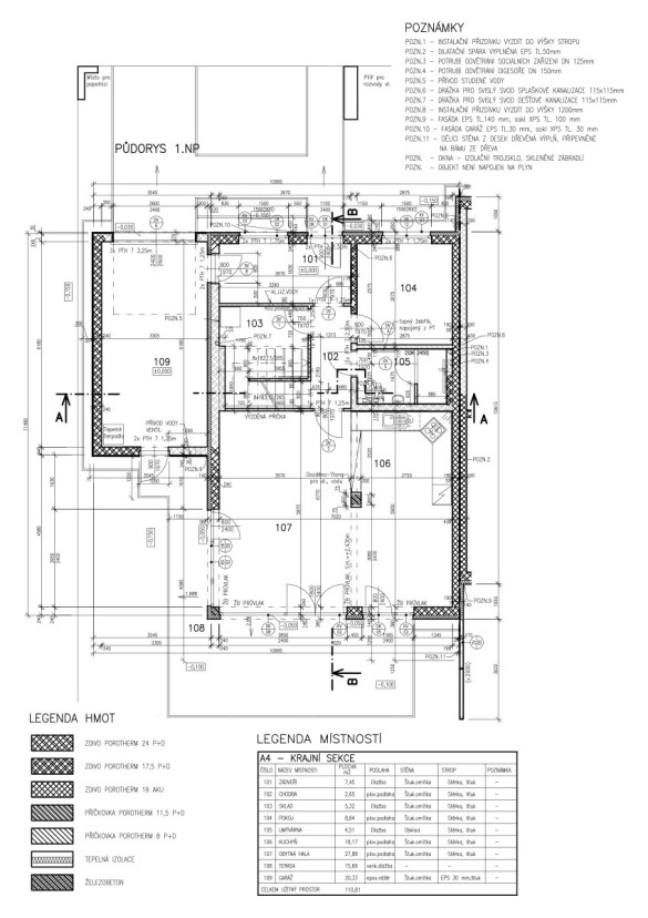 Řadové domy Vinoř - typ A - dokumentace